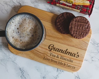 Personalised Grandma's Tea and Biscuit Board, Mother's Day Gift for Mum, Grandma, Nana, Coffee and Cake Tray, For Her, Laser Engraved