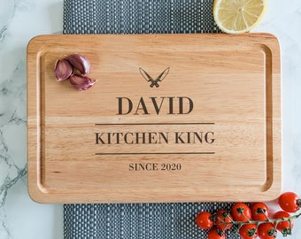 Personalised Kitchen King Wooden Chopping Board, Dads Chopping Board, Fathers Day Gifts, Kitchen King, Gifts for Him, Cooking Gifts