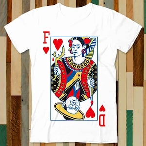 Frida Kahlo Jogando Cartas Diego Rivera Artista Poker Mão da Sorte Camiseta Adulto Unissex Homens Mulheres Design Retro Tee Top A4932