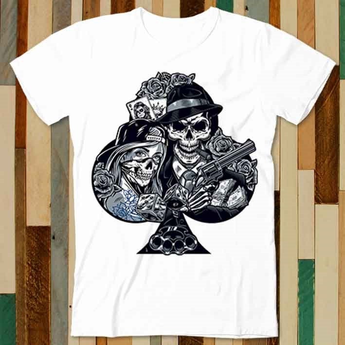Skull Gangster Poker ACE Full House T Shirt Adult Unisex Men Women