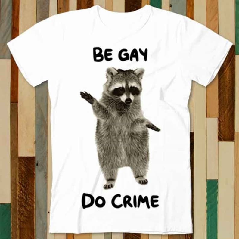 Raccoon Be Gay Do Crime Opossum LGBT Pride Proud T Shirt Adult Unisex ...