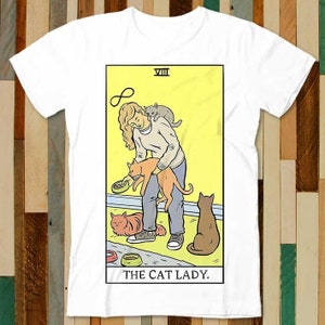 Maglietta Tarocchi The Cat Lady T-shirt Unisex Uomo Donna Adulto Design retrò Maglietta Vintage Top A4827