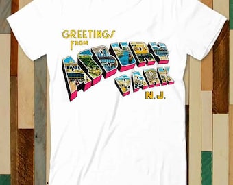 Greetings From Asbury Park NJ 70s Rock Music Retro T Shirt Adult Unisex Men Women Retro Design Tee Vintage Top A4734