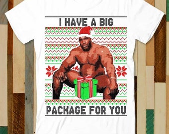 Barry Sitting On A Bed Big Package Ugly Christmas Xmas T Shirt Adult Unisex Men Women Retro Design Tee Vintage Top A4832