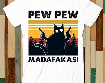 Camiseta Pew Pew Madafakas Para Amantes De Los Gatos Y Gatitos, Regalo Divertido, Estilo Vintage, Estética, Unisex, Para Gamers, Películas De Culto, Música, 6146 - España
