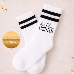 Geschenke zum 18 Geburtstag| Socken 18 Geburtstag| Hello eighteen|Geburtstagssocken| Geschenke zum Geburtstag 画像 1