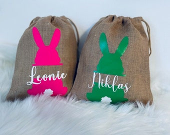 Ostersäckchen, Jute Beutel, Osterhase, Ostergeschenk, Ostertasche