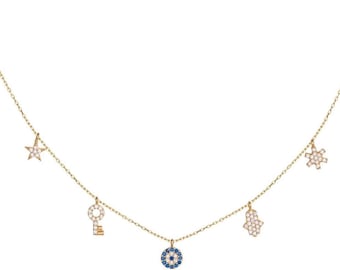 Collana con ciondolo portafortuna in argento 925 Nazar Boncuk con malocchio turco, catena con ancoraggio e occhio blu - Italia