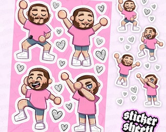 Dancing Posty Sticker Sheet | Post Malone Fan Art Dance Dabbing Funny Chibi Cute Gift Accessories Music Merch Kiss Cut Stickers