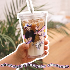 Post Malone Reusable Plastic Cup with Lid & Straw | Posty Cute Cowboy Country Merch Music Fan Art Gift Tumbler