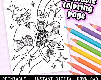 Posty Coloring Page | Instant Digital Download Printable Art Activity Coloring Book Sheet for Kids & Adults | Cute Illustrated Post Malone