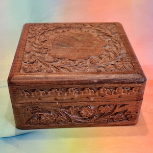 Indian Wooden Box with Brass Inlay