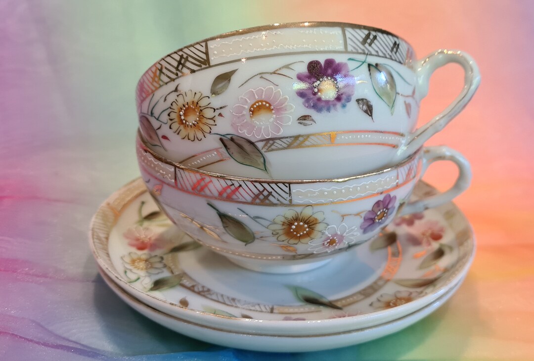 Pair Japanese Bone China Tea Cups and Saucers Etsy UK