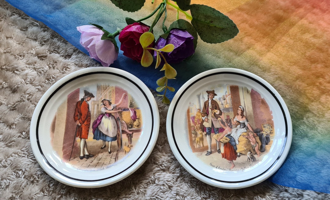 Pair of Regency Bone China Small Plates. Design cries of London Etsy