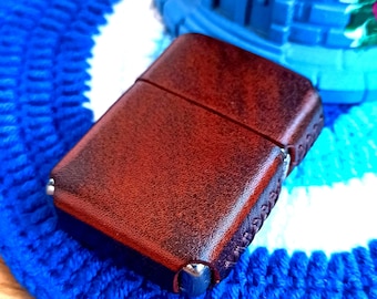 Handcrafted Leather Zippo Lighter Case.