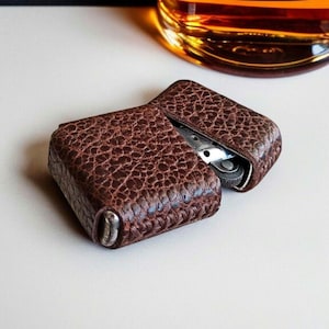 Custom Leather Zippo Case - Handmade Genuine Leather Lighter Sleeve, Personalized Gift for Him, Classic Zippo Holder