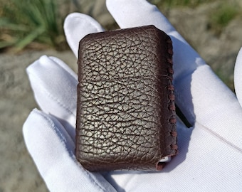 Real Leather Zippo Lighter Pouch – Minimalist, Handmade, Long-Lasting