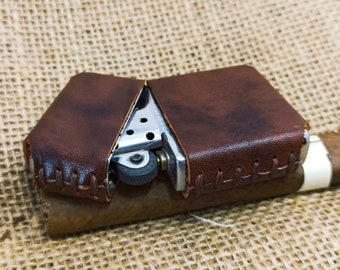Genuine Leather Zippo Pouch