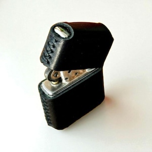 Black Leather Zippo Lighter Case – Handmade Genuine Leather Cover, Durable Protective Sleeve for Classic Zippo, Gift for Him