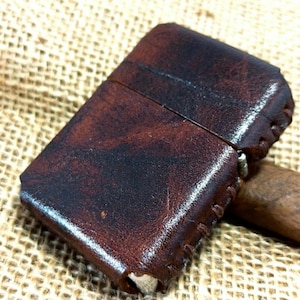 Distressed Leather Zippo Lighter Case handmade leather product lighter coating