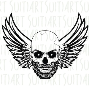 Skull With Wings SVG, Skull wings SVG, Skull SVG, Skull Clipart, Skull Vector, Skull Cricut, Skull Cut Files, Skull Shirt