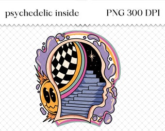 Paisaje mental psicodélico PNG: Arte psicodélico, decoración de pared (descarga digital)