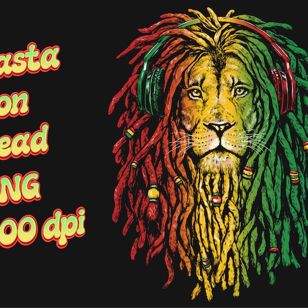 Rasta Lion PNG, impression numérique, tête de lion, téléchargement numérique par sublimation, 300 dpi