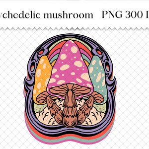 Psychedelic Mushroom, Mushrooms PNG, Skull PNG, Psychedelic Art, Psychedelic Decor, Psychedelic Wall Art png, Sublimation PNG