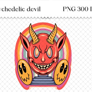 Psychedelic, Triple Devil PNG, Psychedelic PNG, Psychedelic Art, Psychedelic Decor, Psychedelic Wall Art png, Dark mind, Sublimation PNG