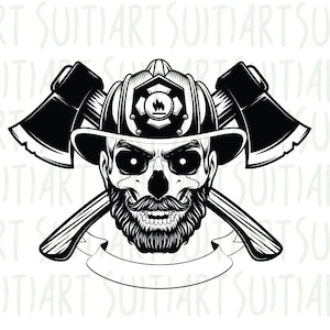 FireFighter Skull Svg, FireFighter Svg, Firemen Svg, Skull Svg, FireFighter Clipart, Fire Fighter Svg, Firefighter Cricut, Fire Svg Png