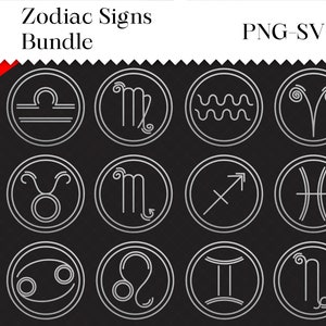 12 Zodiac sings SVG Bundle, Horoscope SVG Bundle, Celestial Elements SVG, Zodiac Constellation Svg, Zodiac Signs Clipart Png, Horoscope Gift