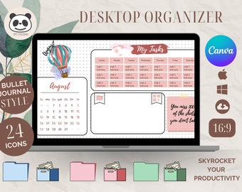 Bullet Journal Desktop Organizer mit Kalender und Ordner Icons - für Windows und Mac