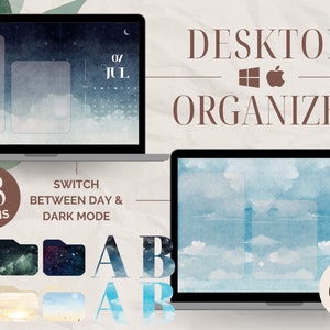 Dark & Day Mode Desktop Wallpaper Organizer with custom icons for Mac and Windows