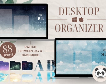 Dark & Day Mode Desktop Wallpaper Organizer with custom icons for Mac and Windows