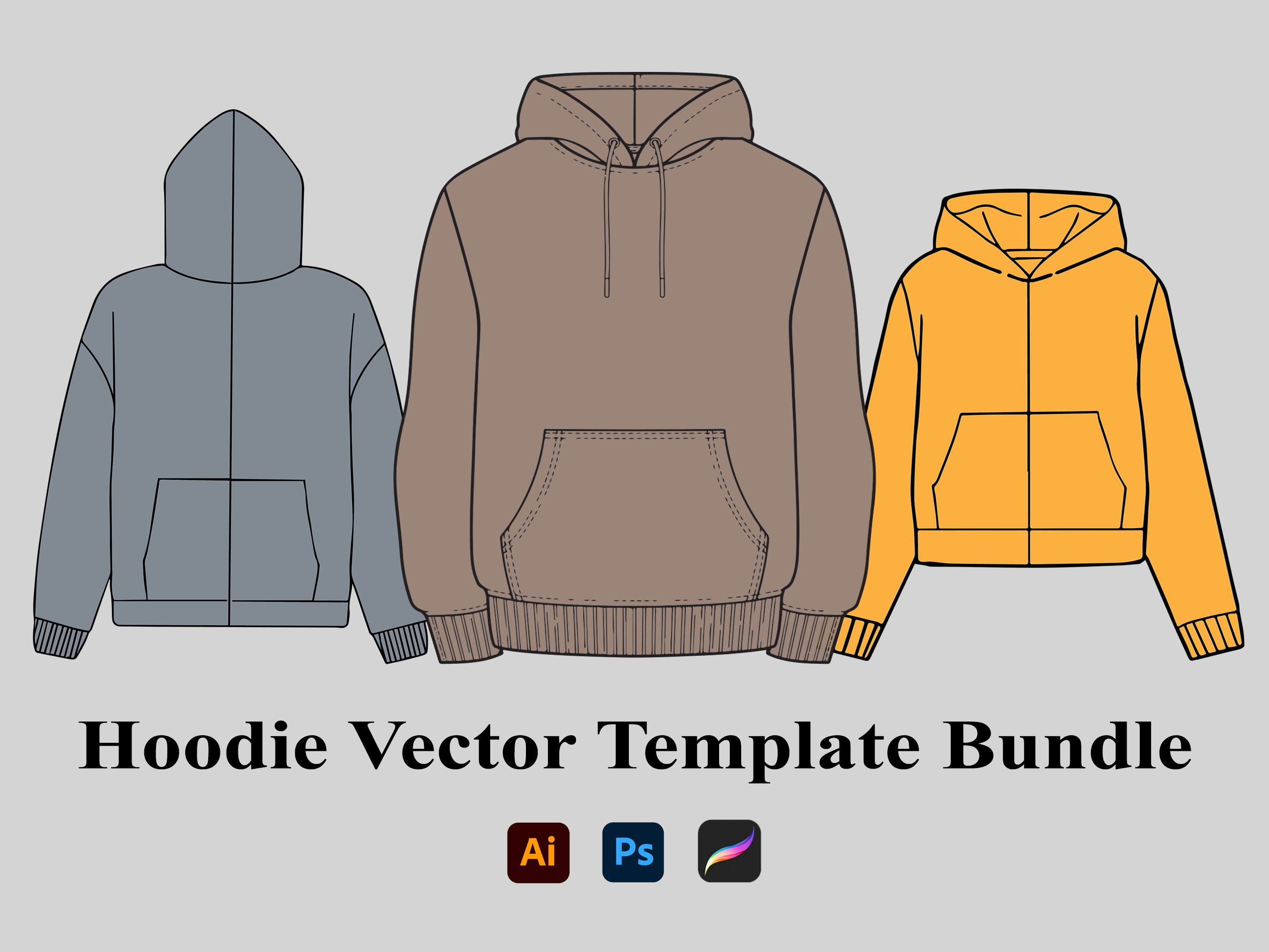 Hoodie Design Vector Template Bundle Zip up Hoodies Outline Design Hoodie Design Vector Template Bundle Zip up Hoodies Outline Design