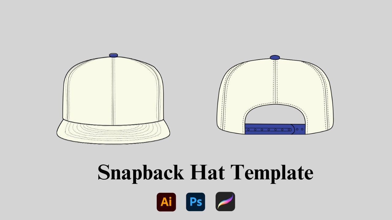 Snapback Hat Clothing Template Vector Etsy