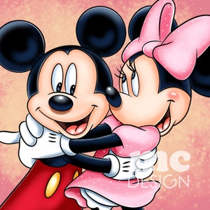 Archivo PNG de Minnie y Mickey ? Feliz día de San Valentín | Diseño de sublimación de Minnie Mickey | Diseño de camiseta de Minnie | Descarga instantánea