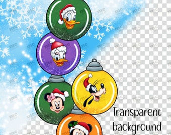 Bolas de Navidad de Mickey y Minnie | Donald y Margarita | Diseño de sublimación | Diseño de camiseta | Descarga instantánea