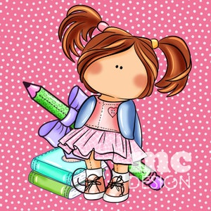 Tilda-Puppenillustration | süße Puppe png | süße Mädchen ClipArt | zurück zur Schule | Puppen digitale Clipart herunterladen | PNG-Datei