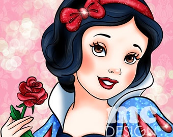 Princesa de medio cuerpo Blancanieves | Archivo PNG | Ilustración digital | Diseño de sublimación | Descarga instantánea