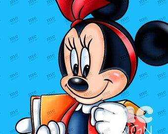 Archivo PNG de Minnie Mouse | Minnie en la escuela | Diseño de sublimación de Minnie | Diseño de camiseta de Minnie | Descarga instantánea