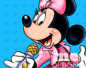 Archivo PNG de Minnie Mouse | Minnie Cantante | Diseño de sublimación de Minnie | Diseño de camiseta de Minnie | Descarga instantánea