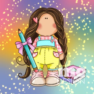 Tilda doll illustration | cute doll png | cute girls clipart | back to school | dolls digital cliart download | png file