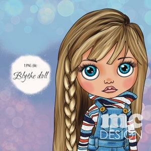 blythe pop illustratie | schattige pop png | schattige meisjes illustraties | schattige karakters | poppen clipart set | gratis downloaden | png-bestand