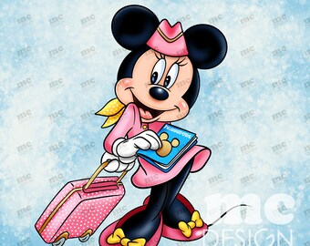 Archivo PNG de Minnie Mouse | Minnie asistente de vuelo | Diseño de sublimación de Minnie | Diseño de camiseta de Minnie | Descarga instantánea
