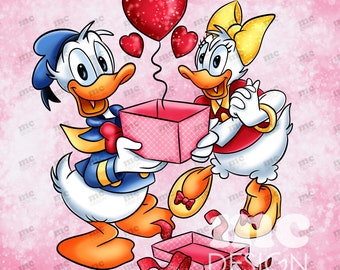 Archivo PNG Daisy y Donald ? San Valentín | Diseño de sublimación | Diseño de camiseta Daisy y Donald | Descarga instantánea