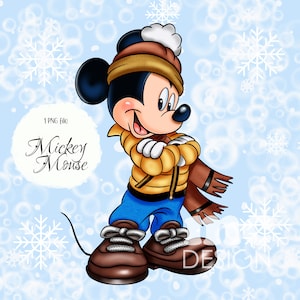 Archivo PNG de Mickey Mouse | mickey invierno | Diseño de sublimación de Mickey | Diseño de camiseta de Mickey Mouse | Descarga instantánea