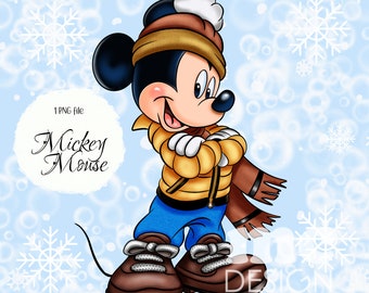 Mickey Mouse PNG file | mickey winter | Mickey Sublimation Design | Mickey Mouse shirt design | Instant Download