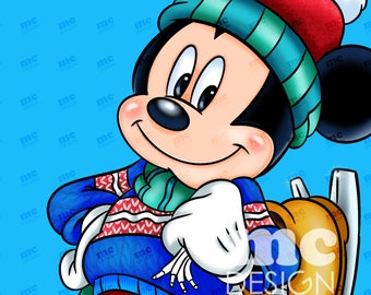 Archivo PNG de Mickey Mouse | Mickey invierno | Diseño de sublimación de Mickey | Diseño de camiseta de Mickey Mouse | Descarga instantánea