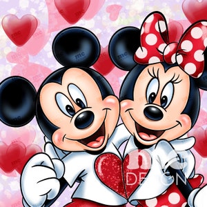 Archivo PNG de Minnie y Mickey Mouse | Feliz día de San Valentín | Diseño de sublimación de Minnie | Diseño de camiseta de Minnie | Descarga instantánea
